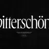 The image features the word "bitterschön™" in elegant white text on a black background, with a note about it being a non-alcoholic drink.